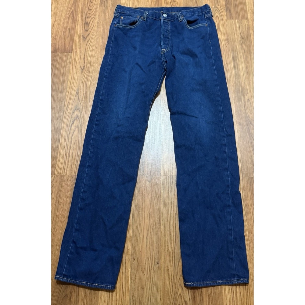 Levi's 501 Jeans Mens 36x34 Original Fit Straight Dark Wash Denim